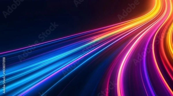 Fototapeta Mesmerizing Neon Light Trails Across a Vibrant Dark Background