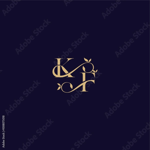 Fototapeta wedding initial beauty leaf monogram logo letter organic and elegant concept KF
