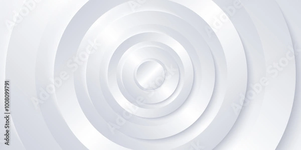 Fototapeta White abstract gradient background. 3d vector geometric design with circles