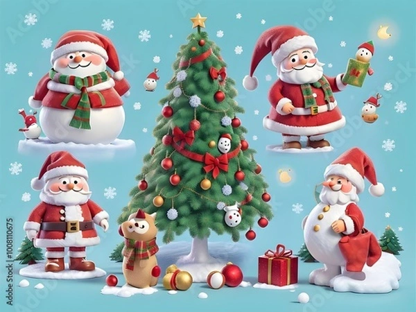 Fototapeta santa claus with gifts 