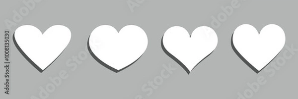 Fototapeta Hand drawn realistic white heart. Decorative spring romantic icon love symbol. Happy Valentines Day icon of white heart. Abstract vector illustration isolated on background