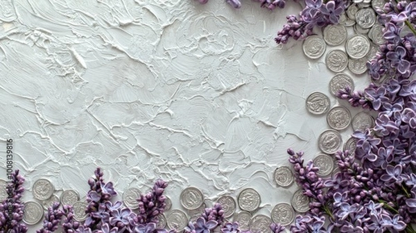 Fototapeta Elegant Silver Accents with Blooming Spring Flowers