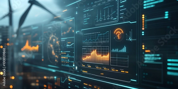 Fototapeta Advanced Wind Turbine Technology Interface Concept