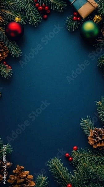 Fototapeta Festive christmas background with copy space