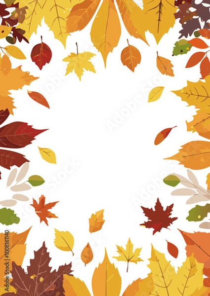 Fototapeta 秋の紅葉の落葉フレーム