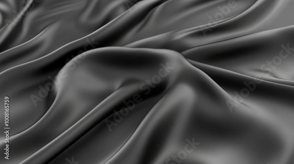 Fototapeta Elegant black satin fabric texture with soft waves