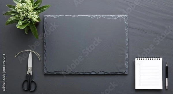 Fototapeta Neutral gray slate background texture with space for notes