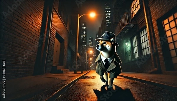 Fototapeta 犬の探偵が捜索中