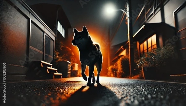 Fototapeta 夜の犬の散歩