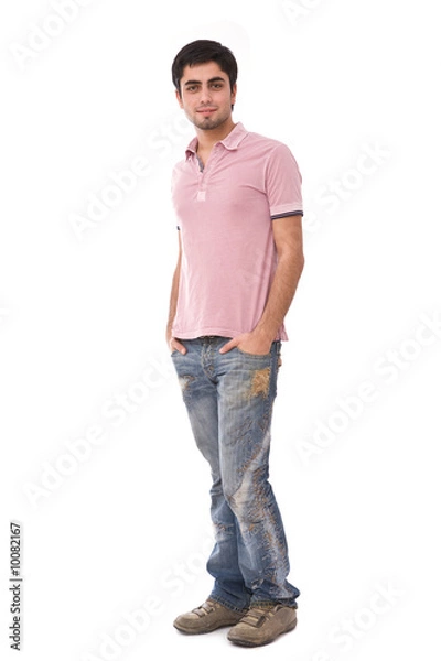 Fototapeta casual young man portrait on white background