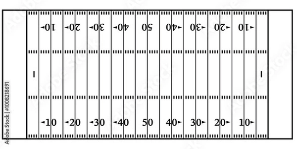 Obraz American Football Field Outline Illustration Isolated on White Background