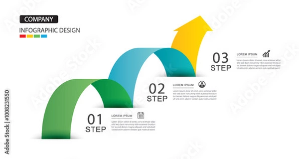 Fototapeta Infographics arrow symbol timeline business steps to success.