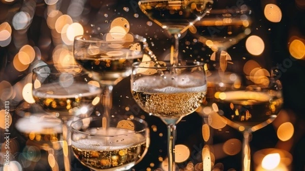 Obraz Elegant Champagne Tower Ready for a New Year's Toast