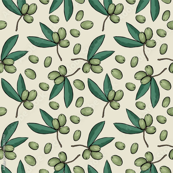 Obraz Seamless pattern, green olives