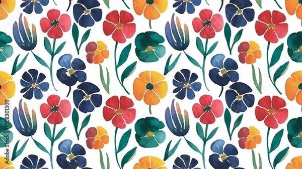 Fototapeta Vibrant Watercolor Flower Pattern for Elegant Design Projects