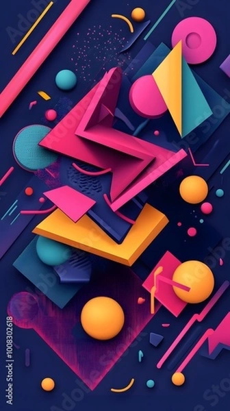 Obraz Abstract geometric design with vibrant colors and shapes.