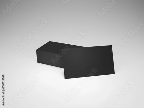 Fototapeta Stack of black business cards on white. Pile of calling card Mockup. 3D rendering