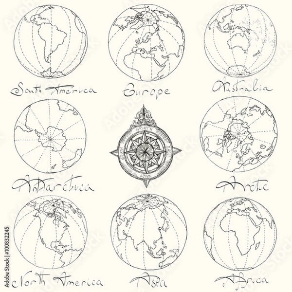 Obraz Maps atlas continents.