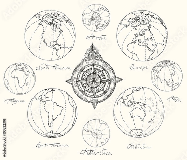 Obraz Maps atlas continents.