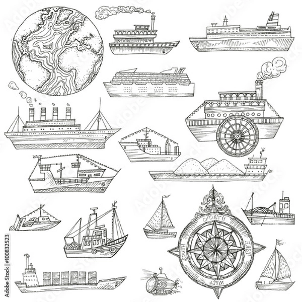 Obraz Sea pattern with ships.