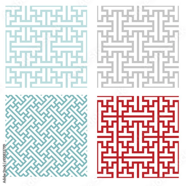 Fototapeta Seamless vintage geometric puzzle pattern