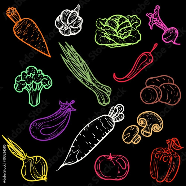 Obraz Colored icons vegetables.