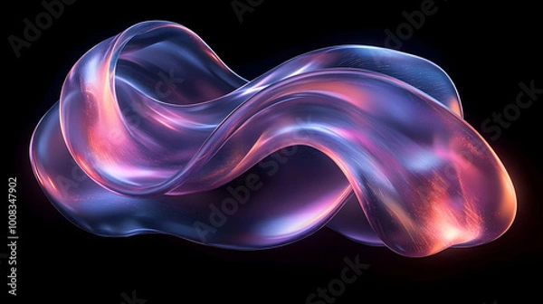 Fototapeta Abstract 3D Render: Flowing Pink and Blue Waves