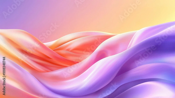 Fototapeta Soft waves of pink and purple blend seamlessly in this abstract design, creating serene and calming atmosphere. gentle gradients evoke sense of tranquility and beauty
