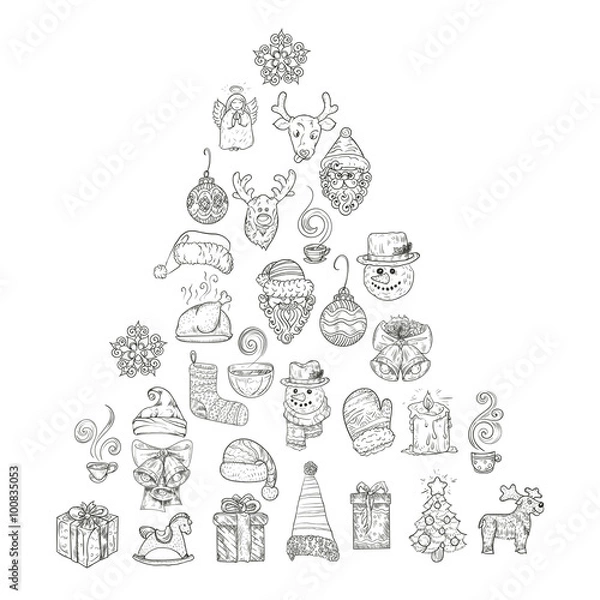 Fototapeta Icons for New Year and Christmas.