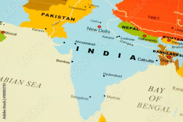 Obraz Close up of India on map