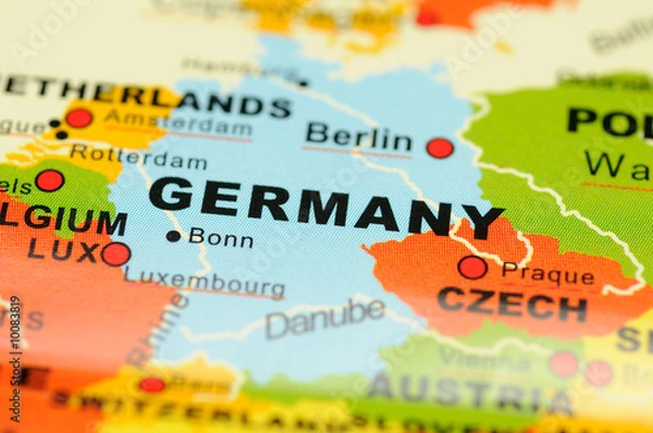 Fototapeta Close up of Germany on map