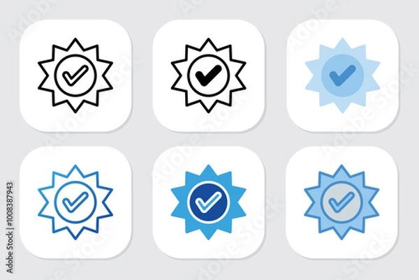 Fototapeta quality icons with various design styles