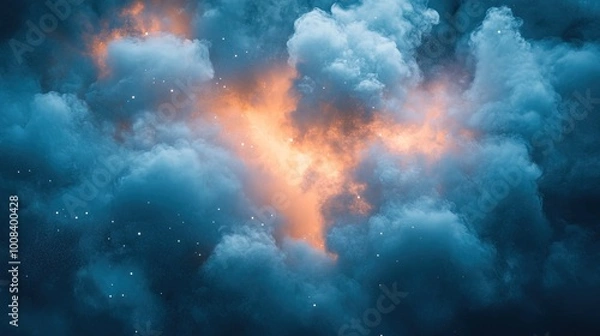 Fototapeta abstract light blue particle painting background texture sky cloud backdrop 