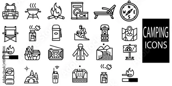 Fototapeta Camping icons simple concept 32 icons set.Vector illustration.