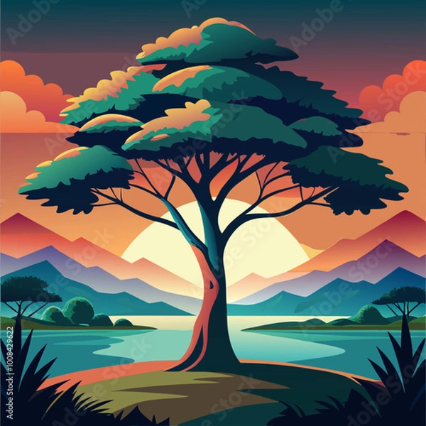 Fototapeta landscape with tree