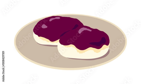 Obraz 皿に乗せたあんこ餅のイラスト