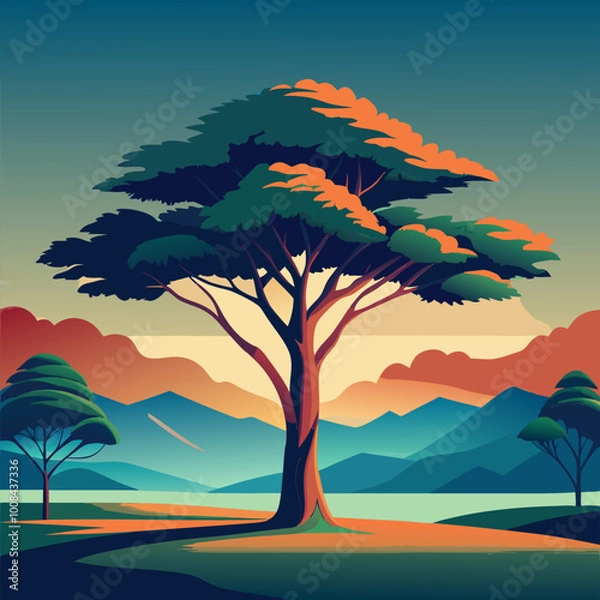 Fototapeta landscape with tree