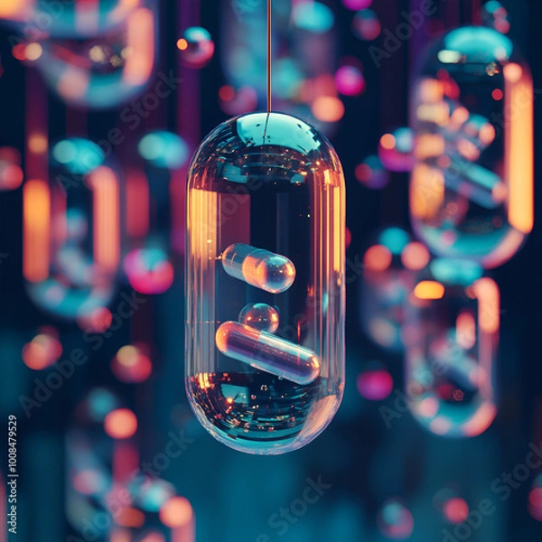 Obraz Suspended Capsules in Modern Display