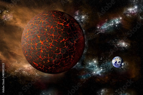 Fototapeta Mityczna planeta Nibiru lub Planeta X leci w kierunku Ziemi - elementy tego zdjęcia dostarczone przez NASA