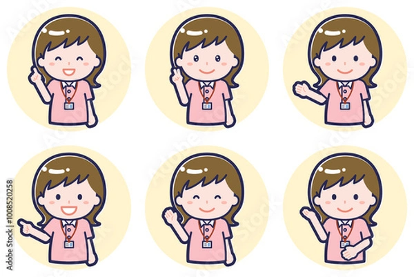 Fototapeta 介護士の女性のポーズセット2_03