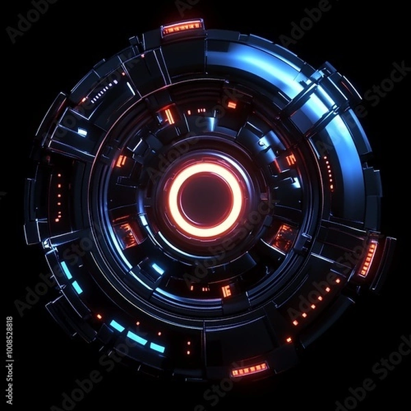Fototapeta 3D Cybernetic Enhancements Icon: Advanced Technological Implants Illustration Logo