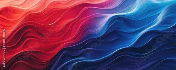 Fototapeta Vibrant abstract waves of red and blue, creating a dynamic and fluid composition that evokes energy and movement.