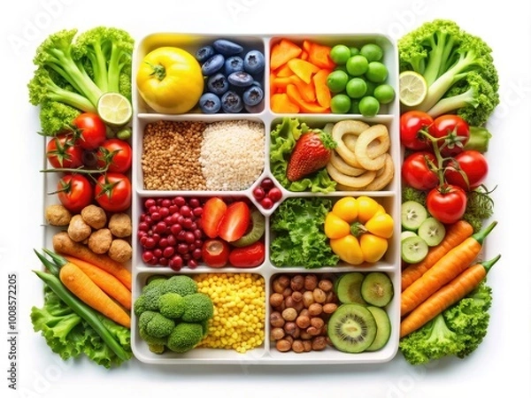 Fototapeta Icon representing a healthy meal plan with fresh ingredients and balanced nutrition concept design