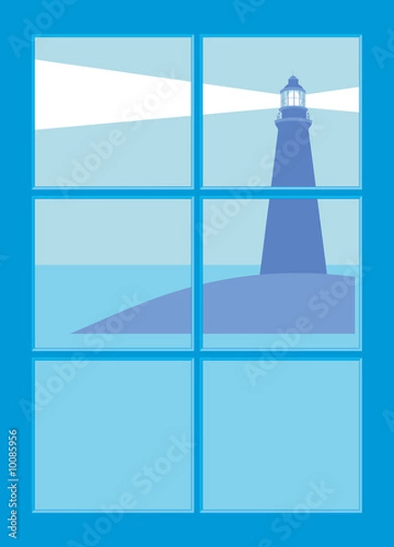 Fototapeta Lighthouse seen through a window
