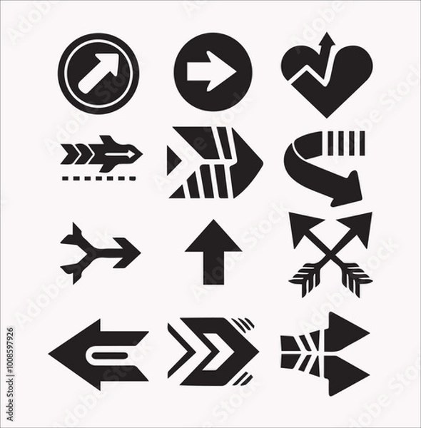 Obraz Arrows set icons vector silhouette on a white background