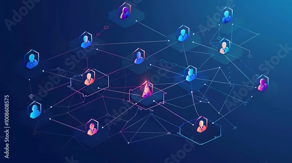 Fototapeta social network background in blue  Generated AI 