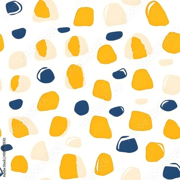 Fototapeta Abstract Seamless Pattern with Yellow  Beige  and Blue Shapes