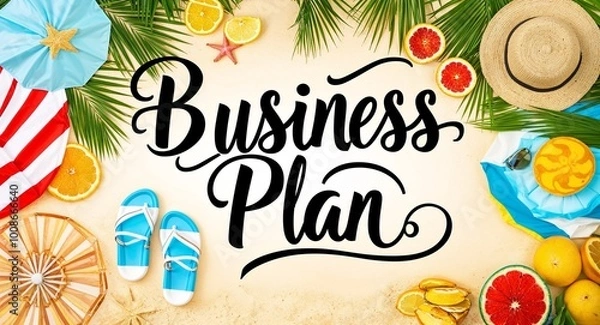 Fototapeta business plan calligraphic word lettering on summer concept holiday design background