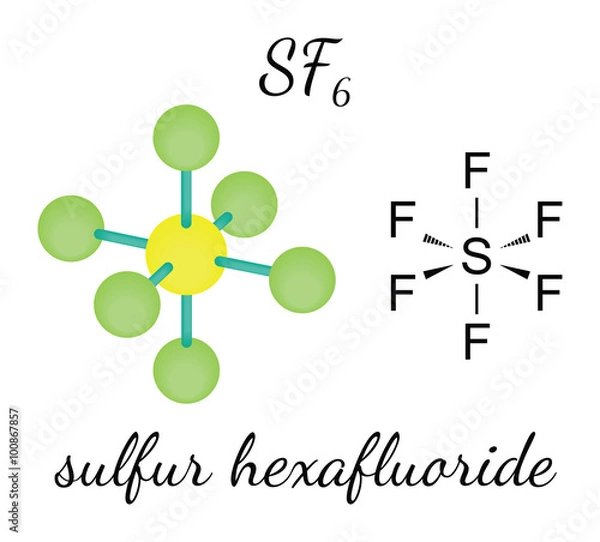 Obraz SF6 sulfur hexafluoride molecule