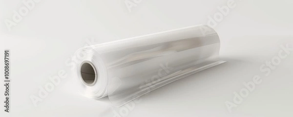 Obraz The roll of white polyester film gleams on a clean, neutral background, showcasing its reflective properties and smooth texture.